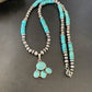 Navajo Pearl Necklace with Blue Cluster Turquoise Pendant | Sterling Silver | 12498
