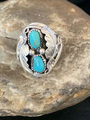 Navajo Kingman Turquoise Multi-Stone Ring | Authentic Native American Sterling Silver | Sz 11 | 14175