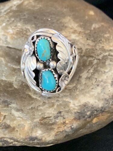 Navajo Kingman Turquoise Multi-Stone Ring | Authentic Native American Sterling Silver | Sz 11 | 14175