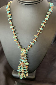 Santo Domingo | Shell Turquoise Bead Pendant Necklace | 26" | Authentic Native American Handmade | 12530