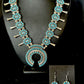 Navajo Dual Side Blue White Buffalo Turquoise Squash Blossom Necklace | Sterling Silver | 14457