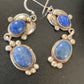 Native American Navajo Denim Lapis Dangle Earrings | Sterling Silver | 2" | 1681