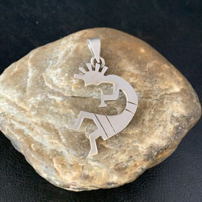 Navajo Kokopelli Pendant | Stamped Sterling Silver | 2.25" | Authentic Native American Handmade | 13682 - Masha USA