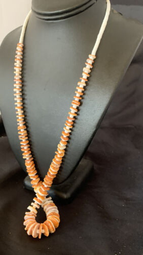 Navajo Turquoise, Orange Spiny Oyster, Pink Shell Necklace | Sterling Silver | Authentic Native American | Graduated | 28" | 12257