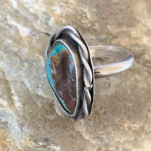 Navajo Blue Turquoise Ring | Sterling Silver | Sz 5 | Authentic Native American Handmade | 10361