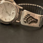 Authentic Native American Hopi Sterling Silver Watch Tips Band | Bear Paw Design | Vintage Men's Jewelry | Old Pawn | 1446