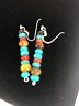 Navajo Sterling Silver Turquoise Tigers Eye Coral Earrings | Southwestern Native American
