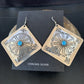 Navajo Blue Turquoise Earrings | Stamped Sterling Silver | Authentic Native American Handmade | 13369