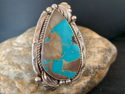 Native American Men's Navajo Blue Royston Turquoise Ring | Sterling Silver | Sz 9 | 676