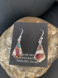 Navajo Purple Spiny Oyster Turquoise Dangle Earrings | Sterling Silver | Authentic Native American Handmade | 14082