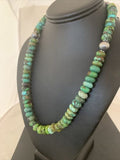 Native American Green Turquoise Bead Necklace | Sterling Silver | 20" | 2088