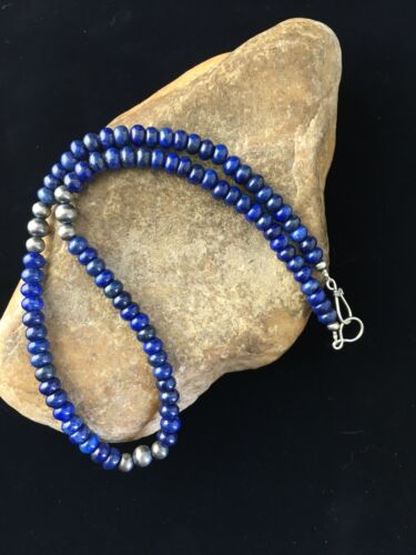 Native American Men's Lapis Lazuli Strand Necklace | Sterling Silver | 20" | 1735