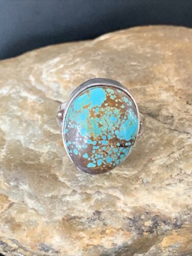 Native American Men's Classic Navajo Blue Turquoise #8 Ring | Sterling Silver | Sz 8 | 01826