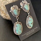 Navajo Blue Dry Creek Turquoise Post Dangle Earrings | Sterling Silver | Authentic Native American Handmade | 13873