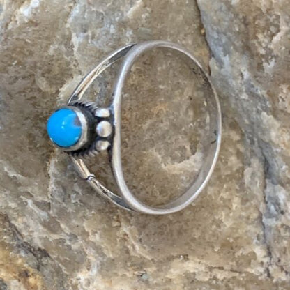 Southwestern Old Pawn Navajo Blue Turquoise Ring | Sterling Silver | Sz 9.5 | 10772
