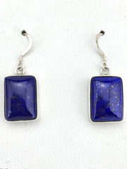 Southwestern Navajo Lapis Dangle Earrings | Sterling Silver | 0.75" | 1330