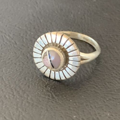 Native American Women's Navajo Purple Sugilite Pink Coral Inlay Ring | Sz 5.5 | 11174