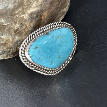 Native American Sterling Silver Blue Kingman Turquoise Ring | Sz 9 | 14550