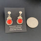 Native American Navajo Red Coral Dangle Earrings | Sterling Silver | 1" | 13113