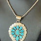 Navajo Kingman Turquoise Multi-Stone Pendant | Authentic Native American Sterling Silver | 11515