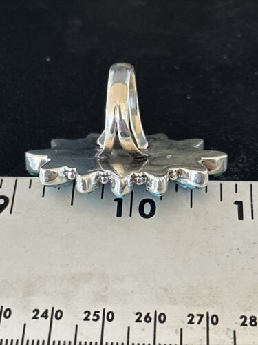 Navajo Blue Turquoise Cluster Ring | Authentic Native American Sterling Silver | Multi-Stone | Sz 6.5 | 14227