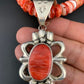 Navajo Red Spiny Oyster Pendant Necklace | Sterling Silver | Authentic Native American Handmade | 4783