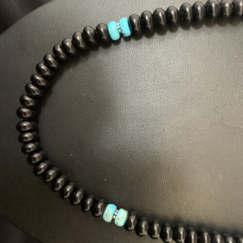 Men's Navajo | Sterling Silver Necklace | Black Onyx, Turquoise, Spiny Oyster | 20" | 13552