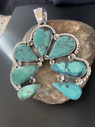 Navajo Multi-Stone Turquoise Naja Pendant Necklace | Sterling Silver | 11353