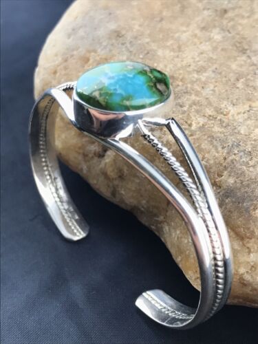 Native American Navajo Turquoise Bracelet | Sterling Silver | Authentic Handmade | 4549 - Masha USA