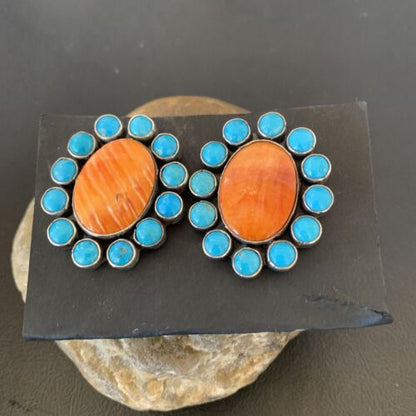 XXL Blue Kingman Turquoise Spiny Oyster Earrings | Sterling Silver | 2" | 1574