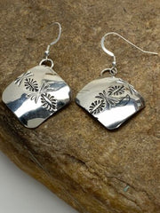 Native American Navajo Stamped Sterling Silver Earrings | Authentic Handmade | 4754