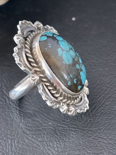 Navajo Blue Spiderweb Turquoise Ring | Sterling Silver | Sz 7 | Authentic Native American Handmade | 10510