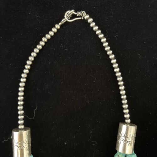 Navajo Turquoise Heishi Necklace | Sterling Silver 3 Strand 7mm | 24" | Authentic Native American Handmade | 01769