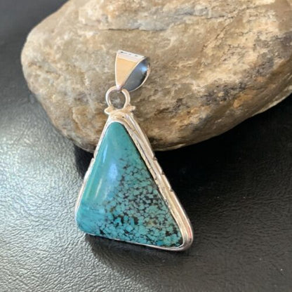 Navajo Men's Pendant | Sterling Silver Spiderweb Turquoise | 2" | Authentic Native American Handmade | 10751
