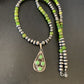 Navajo Green Gaspeite Turquoise Pendant | Authentic Native American Sterling Silver | Multi-Stone | 12265