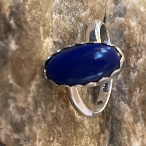 Native American Navajo Sterling Silver Navy Blue Lapis Ring | Sz 7 | 1131