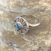 Native American Women's Navajo Blue Turquoise Sugilite Inlay Ring | Sz 6 | 11179