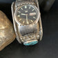 Navajo Sterling Silver Bracelet with Blue Kingman Turquoise | Men's Automatic Seiko Watch Cuff | Authentic Native American Jewelry | 12168