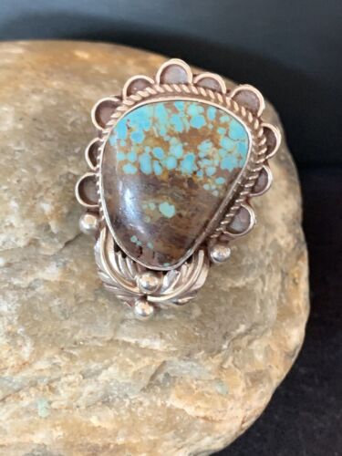 Native American Navajo Blue Turquoise #8 Ring | Sterling Silver | Sz 9.5 | 547