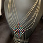 Multi-Color Liquid Silver Heishi Necklace | 7 Strand Sterling Silver Tubes | 18" | 12624