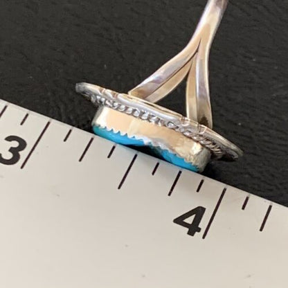 Navajo Blue Kingman Turquoise Ring | Sterling Silver | Sz 9 | Authentic Native American Handmade | 12214