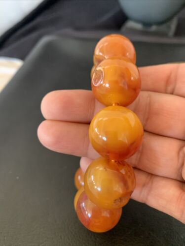 Southwestern Stretch Bracelet Set | Yellow Gold | Red Fossil Amber Stones | Authentic Native American Handmade | 10638
