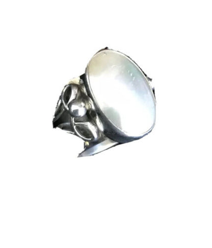 Southwestern Navajo White Mabe Pearl Ring | Sterling Silver | Sz 8 | Authentic Native American Handmade | 1720