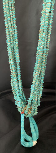 Men's XL Santo Domingo Blue Turquoise Shell Bead Jacla Necklace | 36" | 13187