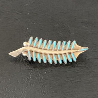 Native American  Blue Turquoise Pin Pendant | Needle Point | Zuni Handmade Sterling Silver | 12803