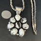 Navajo White Buffalo Turquoise Cluster Pendant | Authentic Native American Sterling Silver | Multi-Stone | 14676