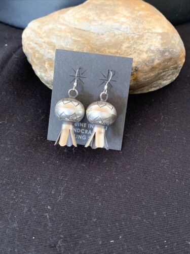 Native American Navajo Pearls Naja Earrings | Sterling Silver | 1" | 01044