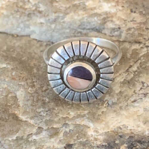 Navajo Purple Sugilite Pink Coral Inlay Ring | Sz 5.5 | Authentic Native American Handmade | 11173