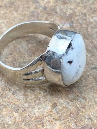 Native American White Buffalo Turquoise Ring | Navajo Sterling Silver | Sz 8.5 | 4646