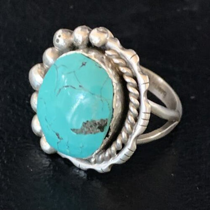 Navajo Blue Spiderweb Turquoise Ring | Sterling Silver | Sz 8.5 | Authentic Native American Handmade | 13527